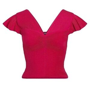 Express Fuchsia Ribbed Crop Top